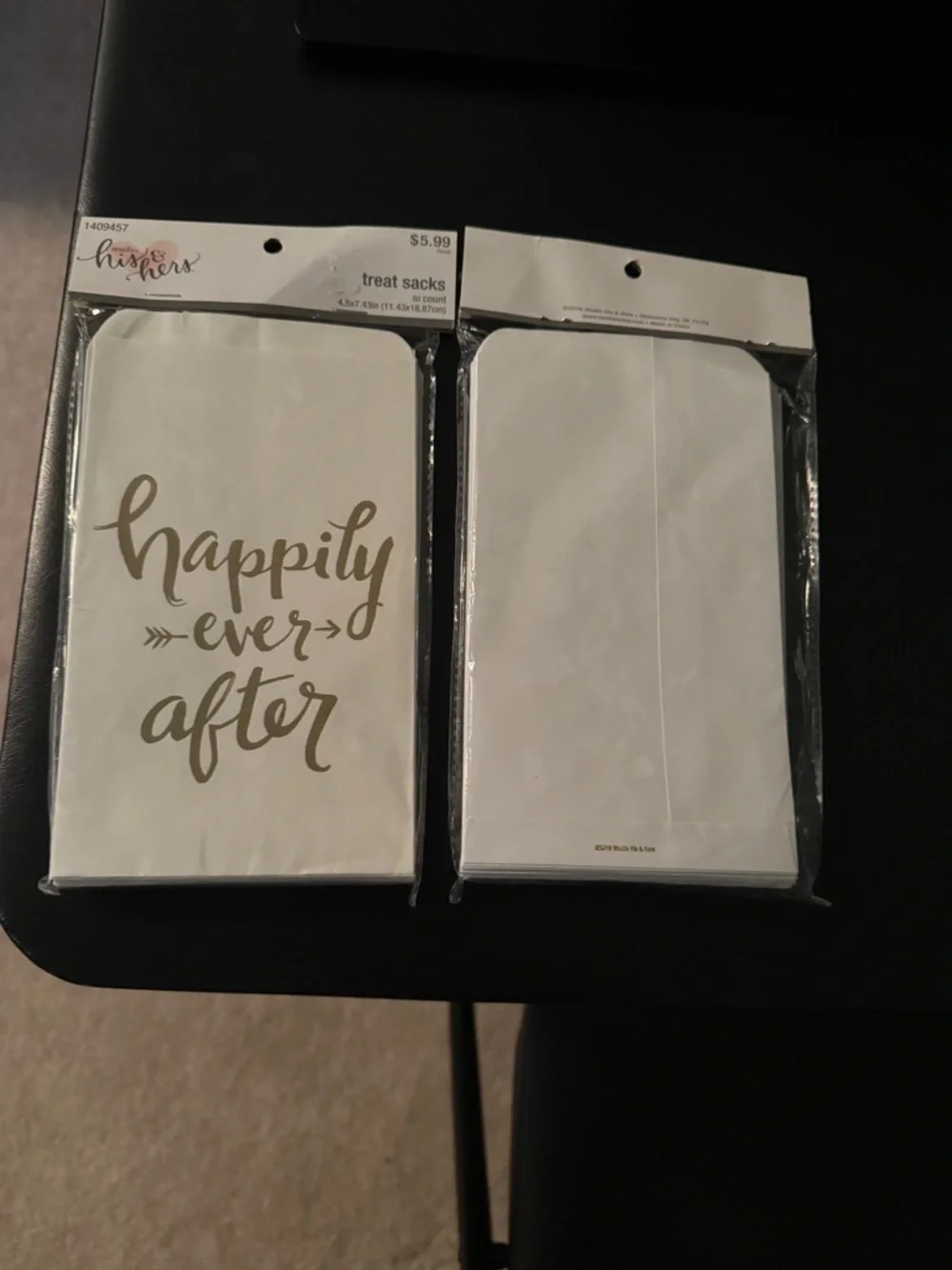 Happily Ever After Gold Script Treat Sacks - White